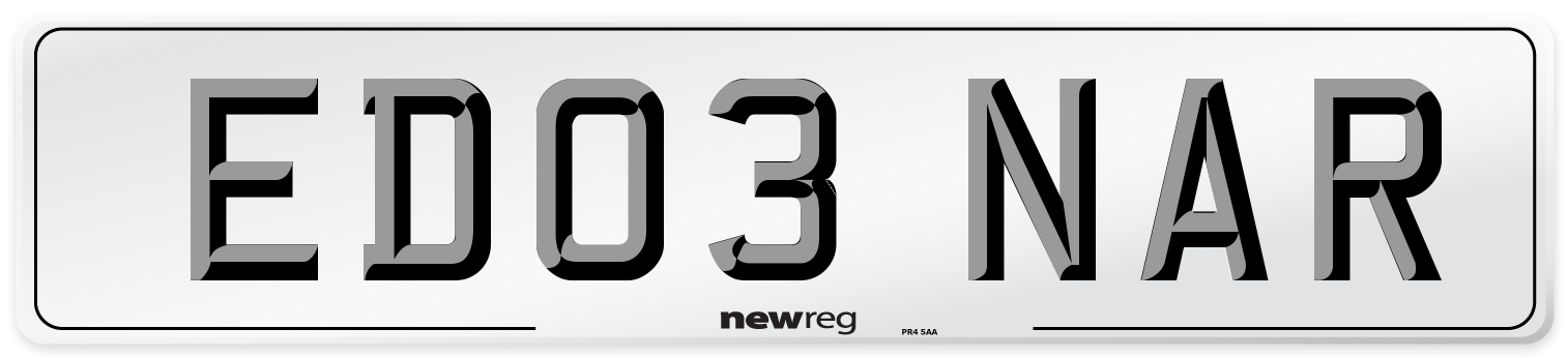 ED03 NAR Number Plate from New Reg